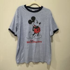 Disney Mickey Mouse Shirt Mens XL Blue‎ Ringer Walt Disney World Graphic Tee